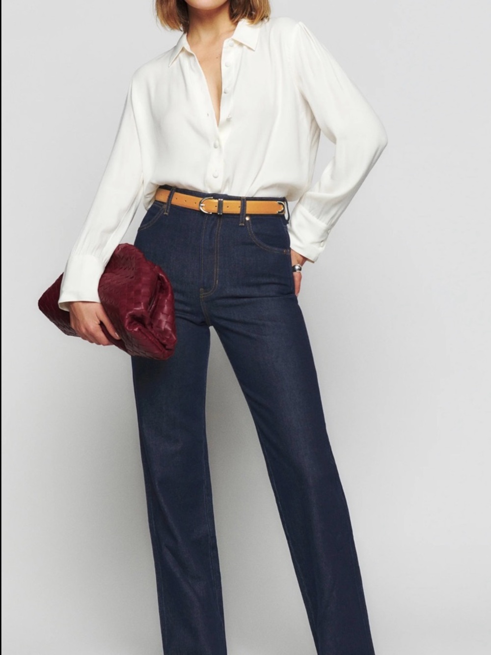 Reformation Cowboy High Rise Straight Long Jeans